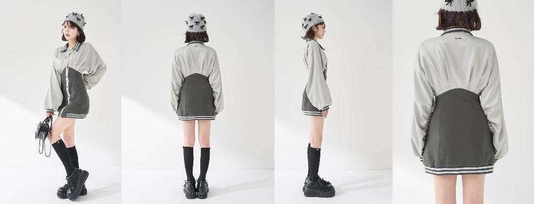 ダーリッチ darich ドルマンスリムスカジャンミニワンピース C-GRY F