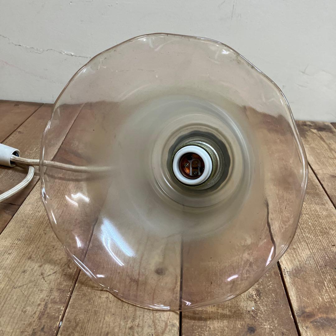 D-2 ⑦ 昭和レトロ フリル型 ガラスシェード ペンダントライト シーリング