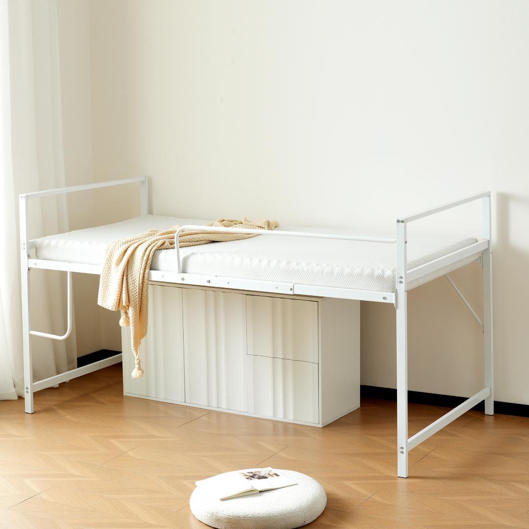 数量限定！【高さ110cm】ロフトベッド パイプベッド シングル WHITE