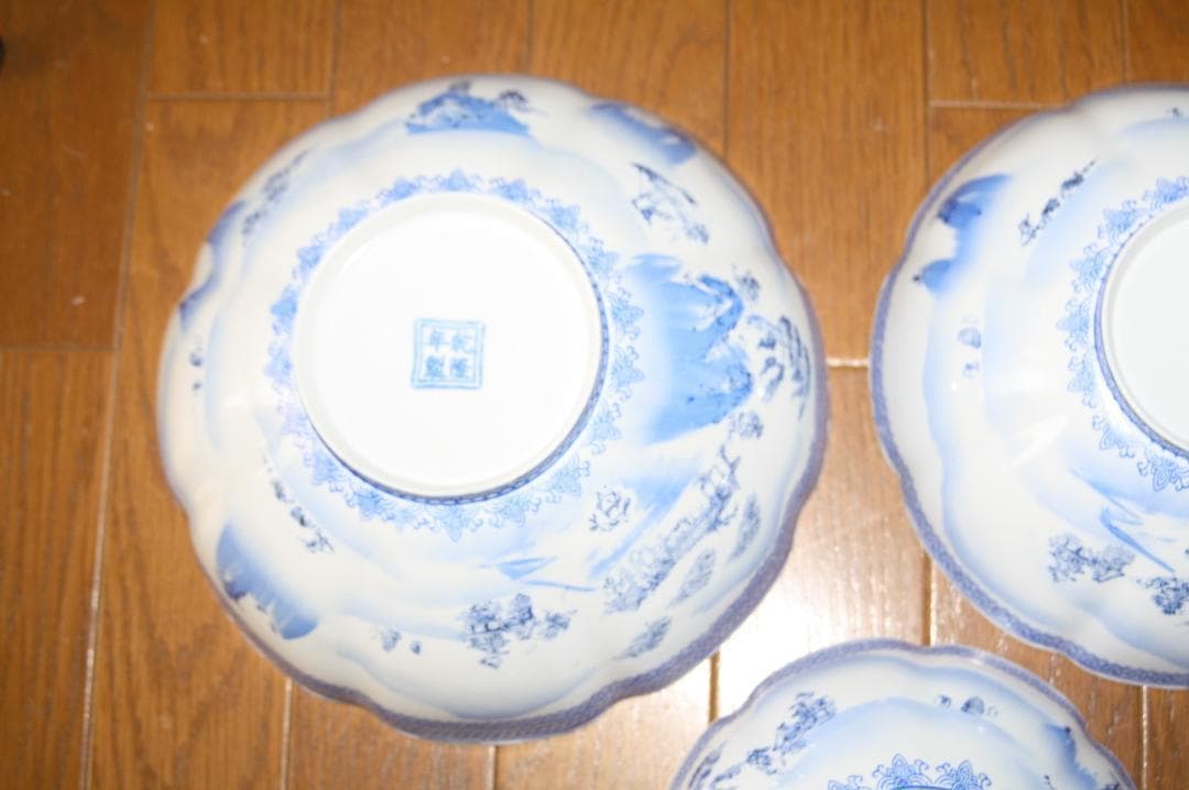 乾隆年製 ネスティングボール　ブルー・ホワイト 10個 セット