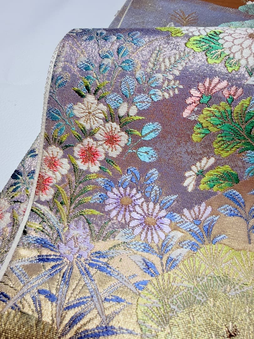 高級 袋帯 正絹 六通柄 西陣織 ゴールド 唐織 訪問着 色無地 フォーマル