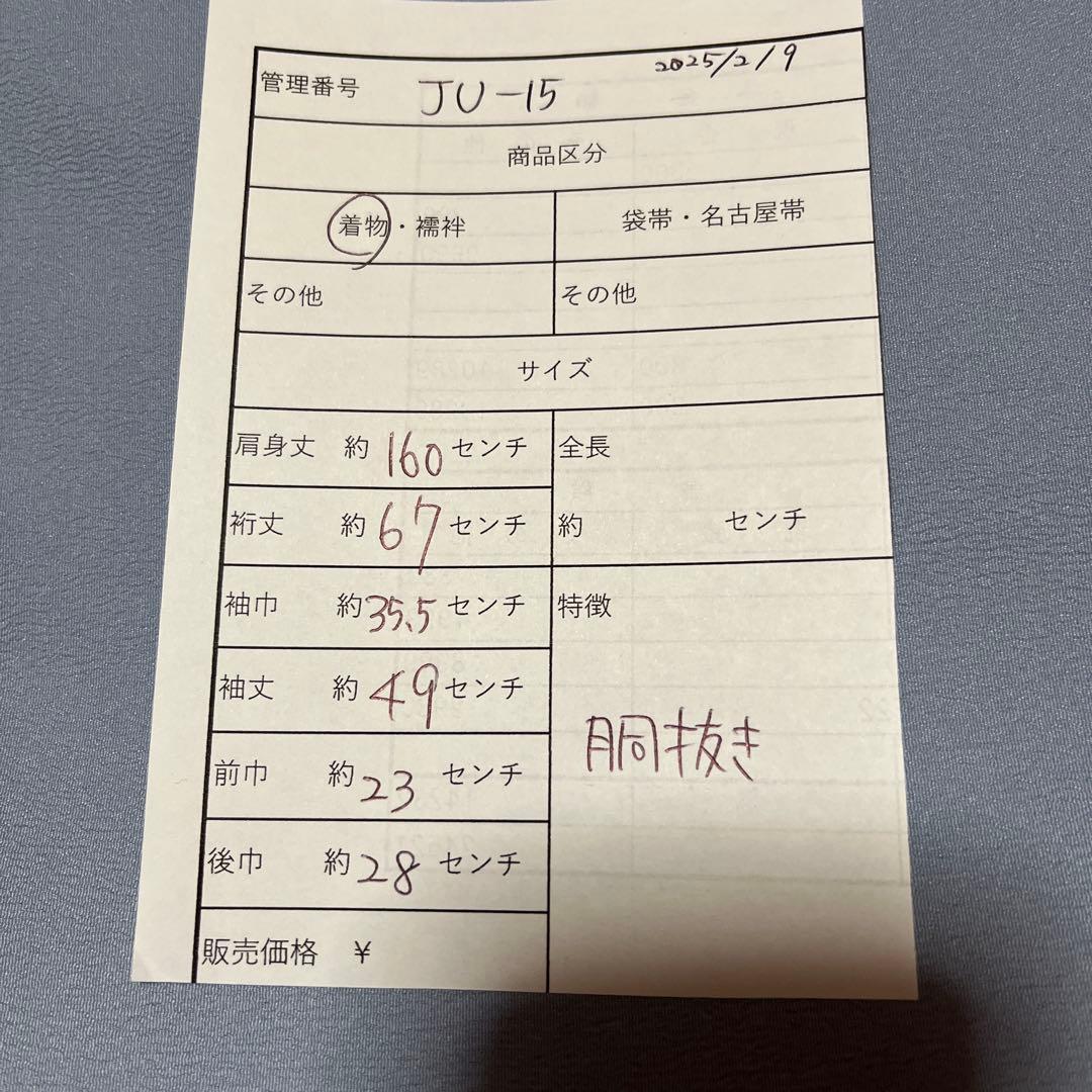 【胴抜き】洗える着物　訪問着　グレイッシュな水色