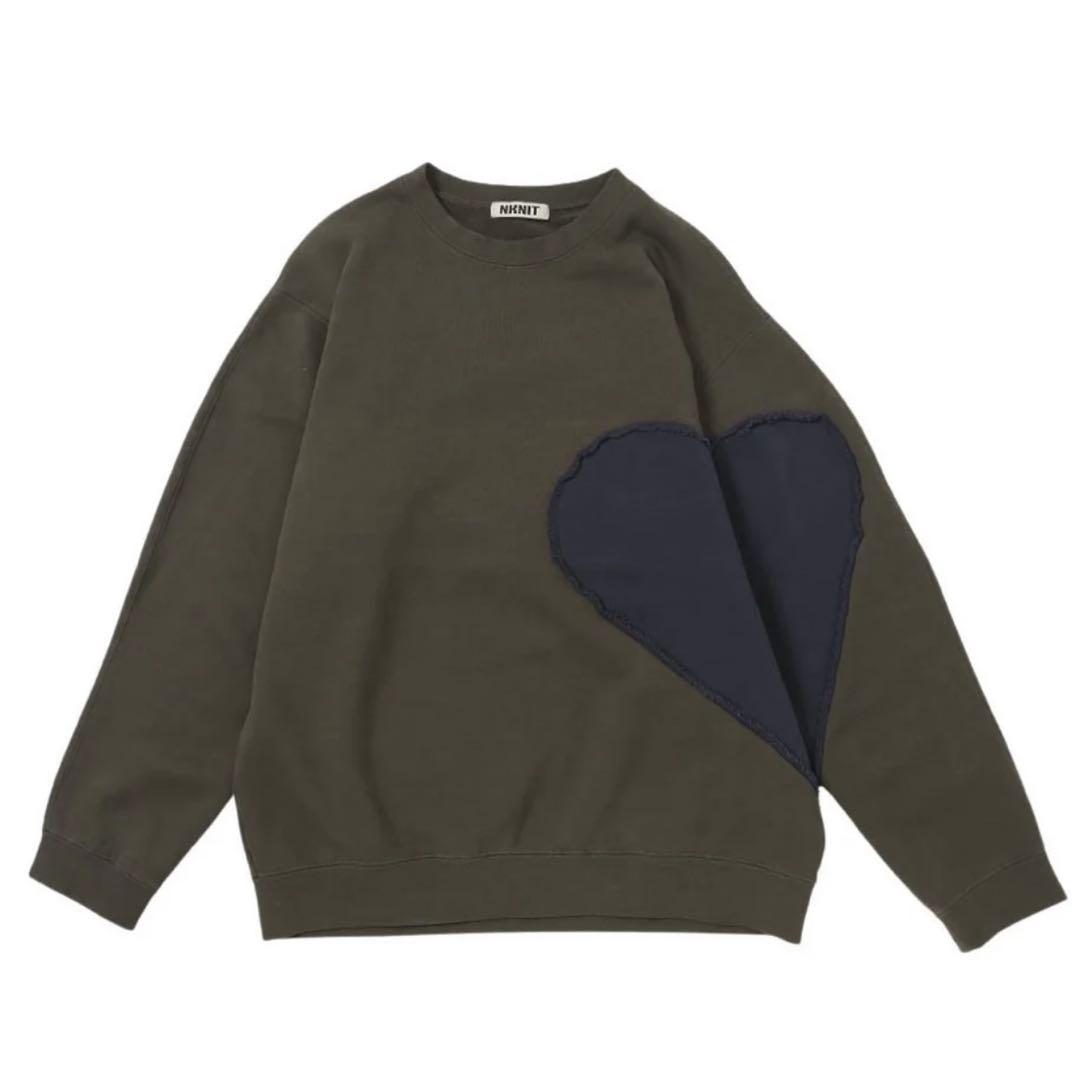【美品】NKNIT ♡pattern pullover sweat カーキグレー