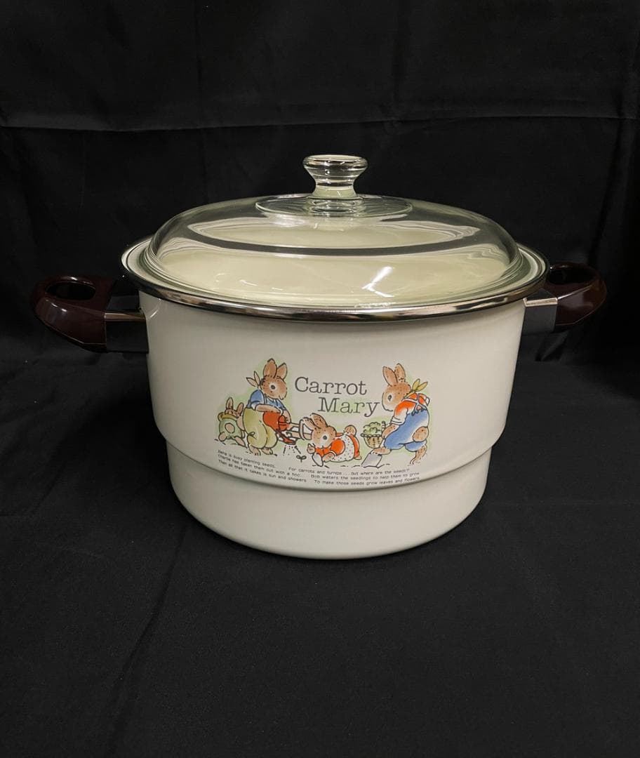 ◆昭和レトロホーロー片手鍋＆両手鍋セット蒸し兼用茶碗蒸し椀５個セット　08199