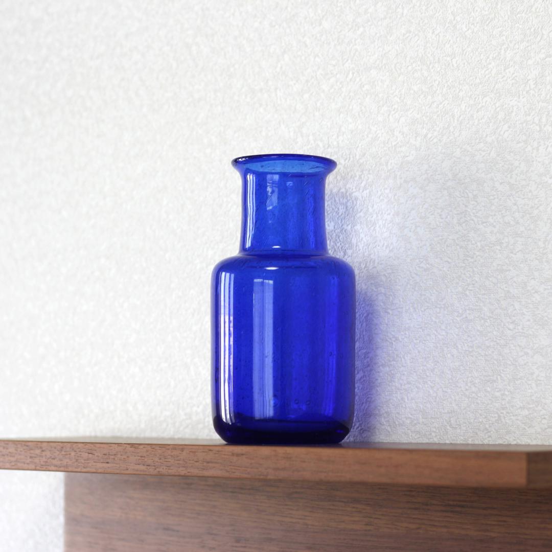 【サイン入り】エリックホグラン　Erik Hoglund　ブルー 花器花瓶　北欧