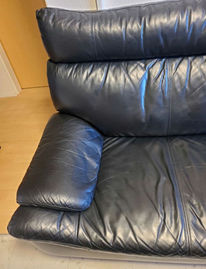 3人掛け 革張り 本皮 牛革 レザー ソファ ブラック ハイバック 190cm