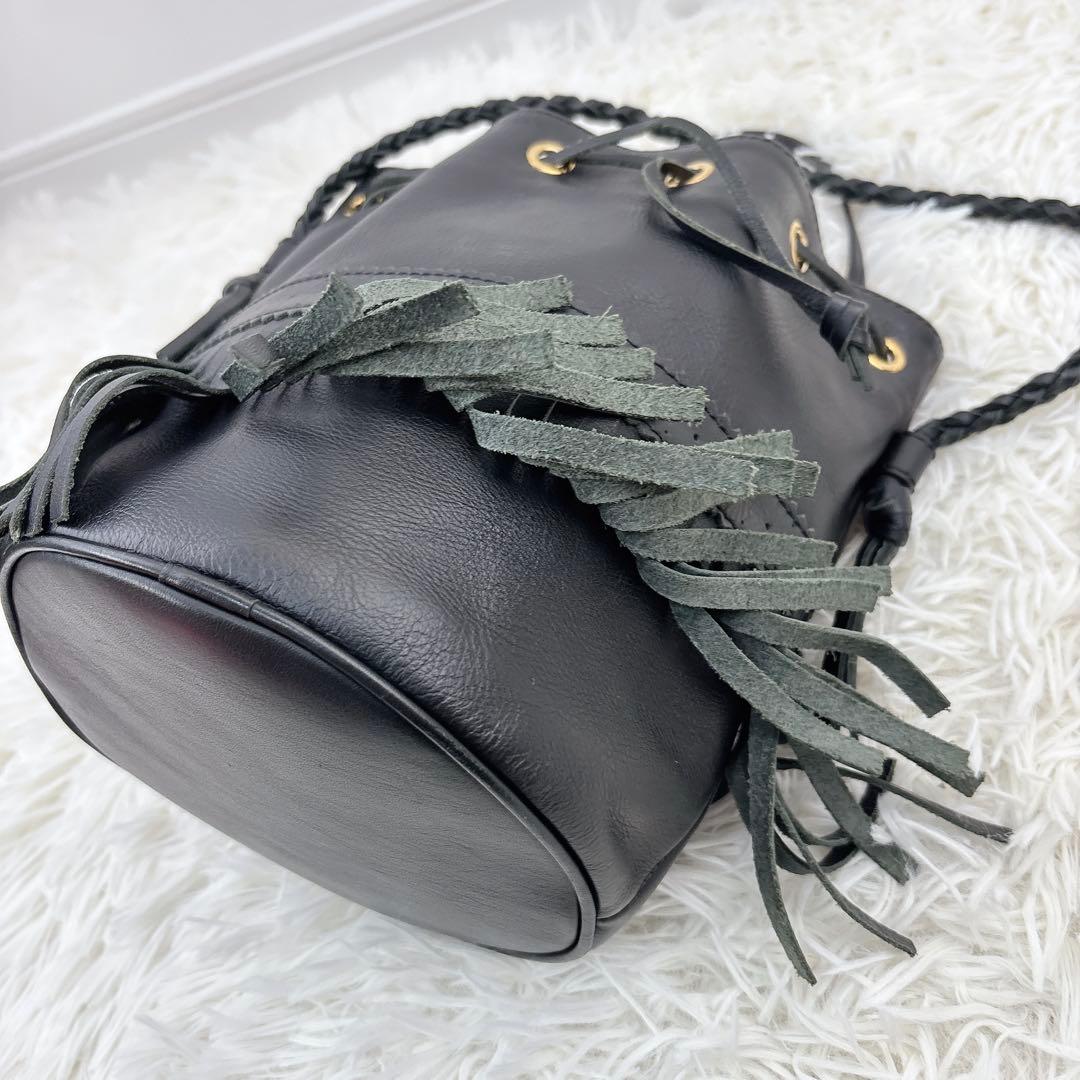 J&M DAVIDSONカーニバル2WAYフリンジレザー黒ショルダーバッグ