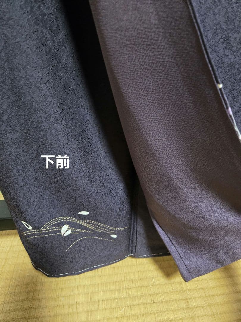 新品❤手描き友禅「雪輪と桜」金駒刺繍◾落款入り躾糸付き　一点物