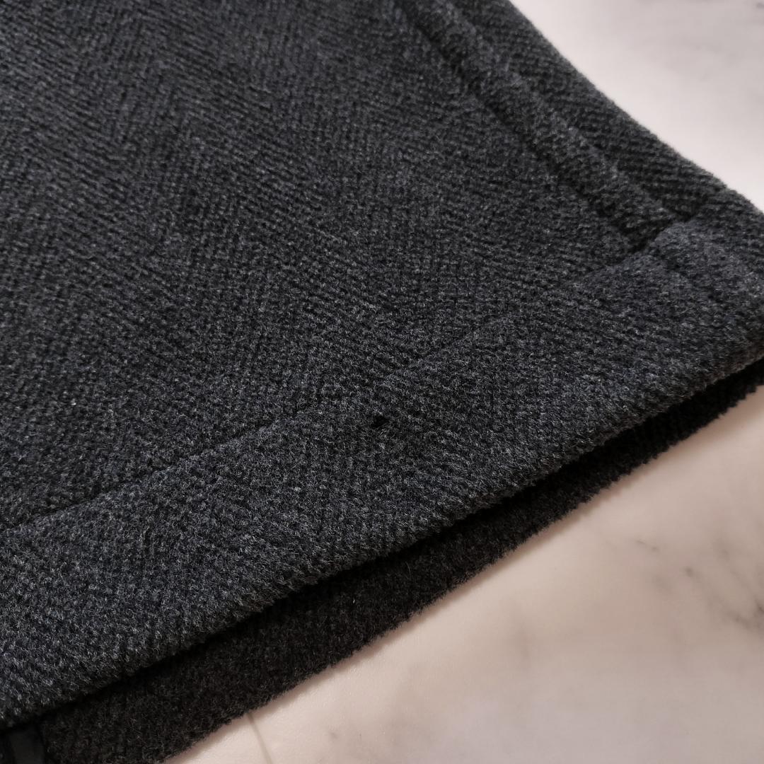 希少 moorbrook生地 ウールヘリンボーンダッフルコート チャコールグレー