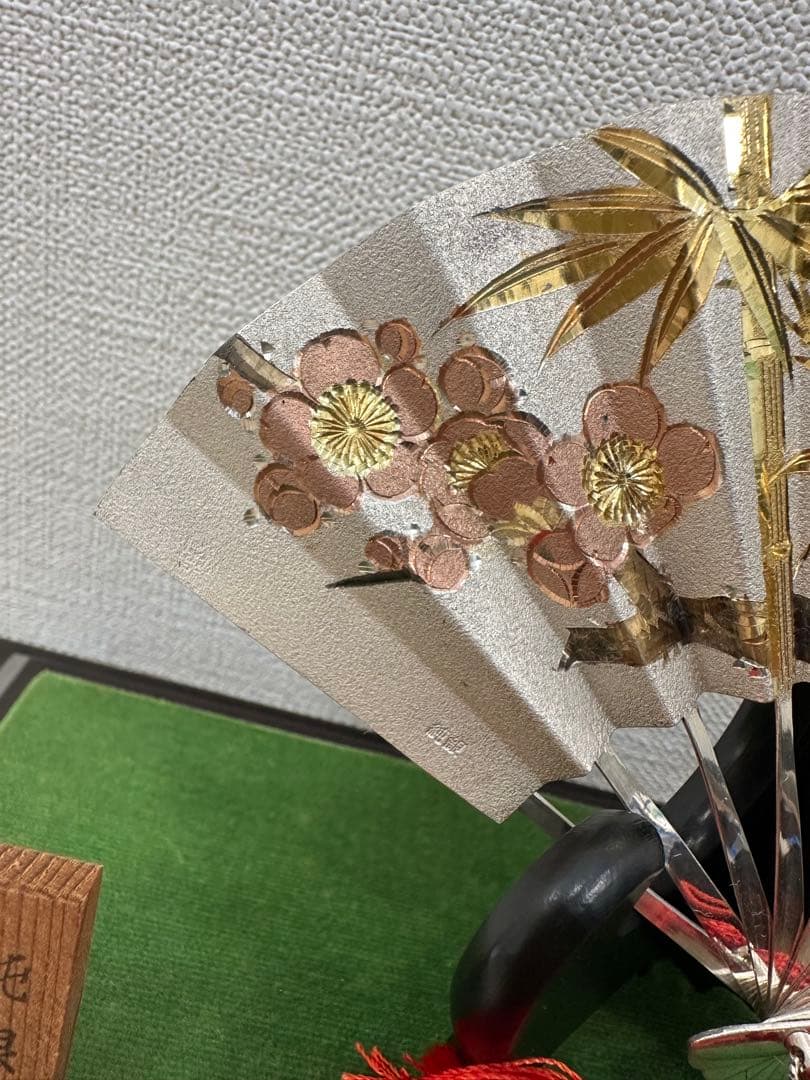 純銀製飾り扇　武峰作　純銀細工