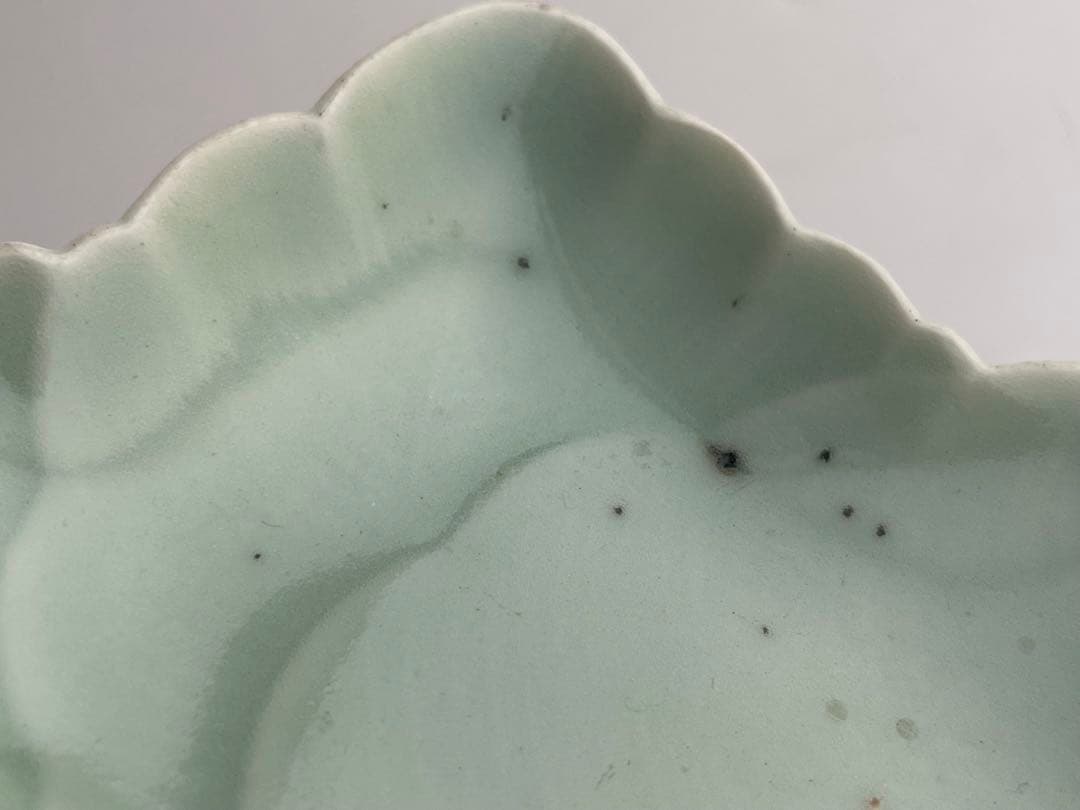 骨董　アンティーク　青磁　葉形　変形皿　向付　鍋島