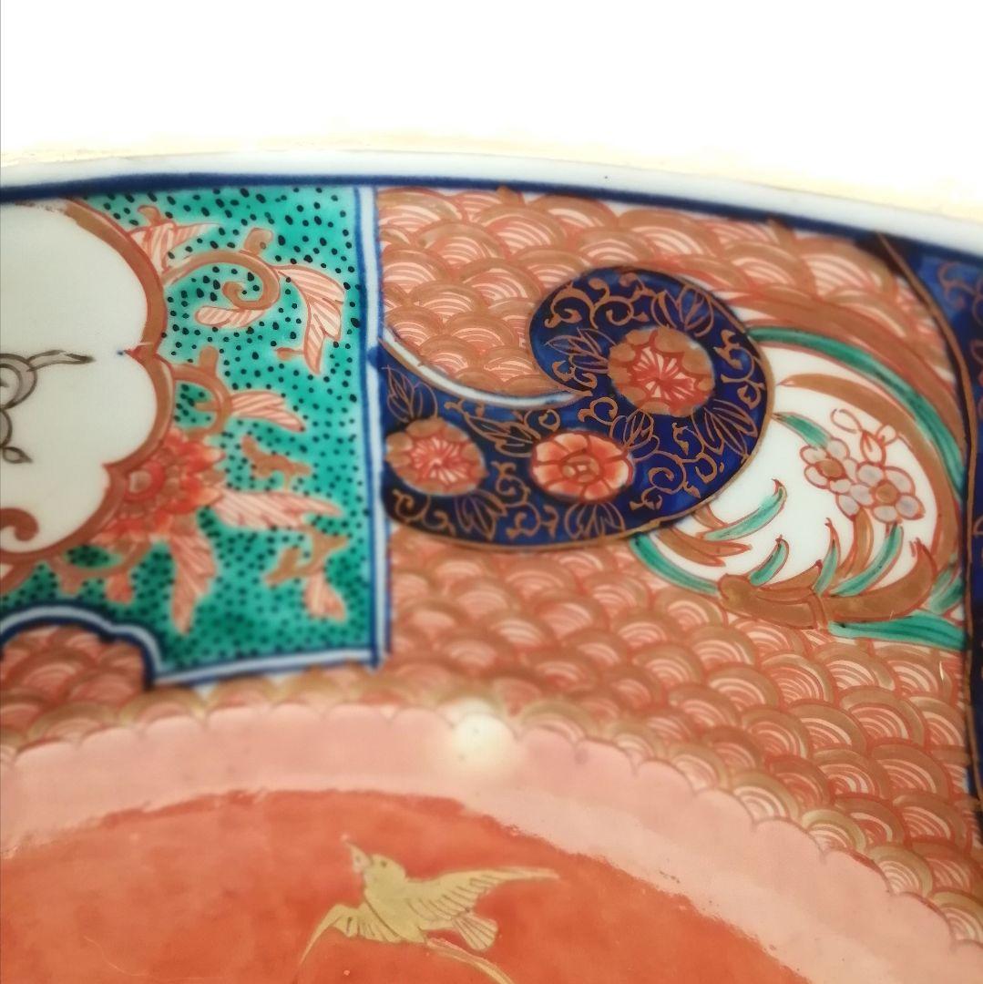 古伊万里　天使図　色絵　エンジェル　富貴長春　10角　大鉢