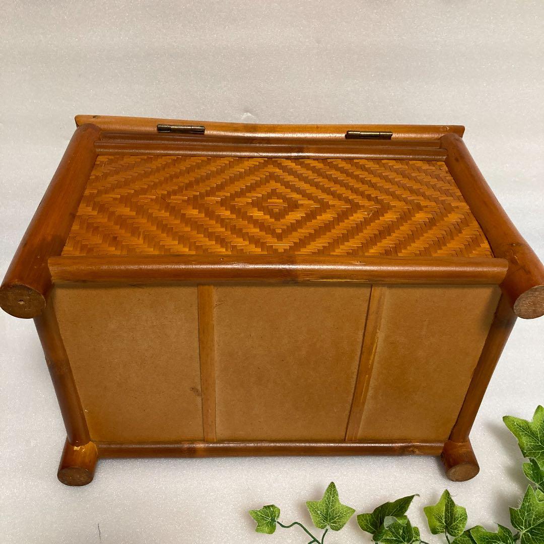 昭和レトロ　竹かご籠 網代　竹籠ボックス　竹籠バスケットアンティーク家具　骨董品
