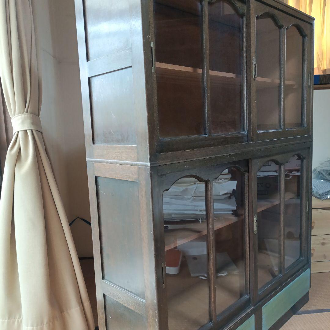 昭和レトロ　木製ディスプレイキャビネット　アンティーク