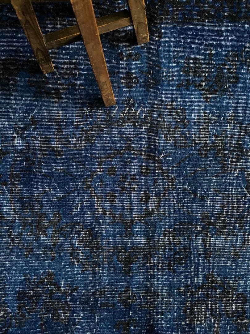 ブルーオーバーダイ　ヴィンテージラグ　トルコラグ