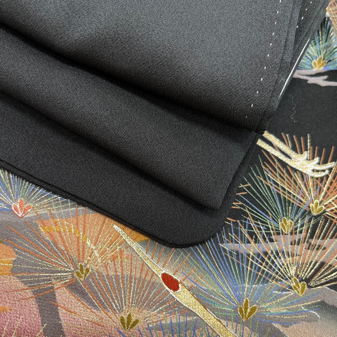 正絹 江戸褄 作家物 飛鶴に松 黒留袖