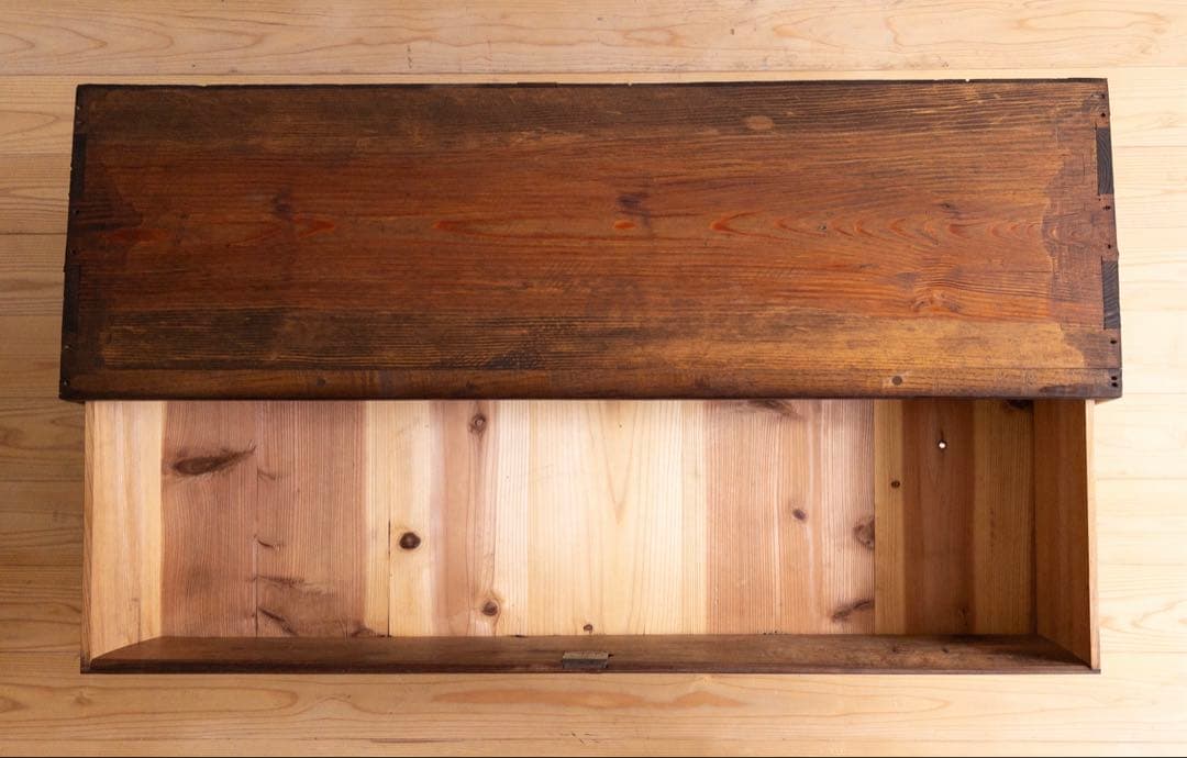 ローボード　無垢材　木製　収納棚　2段　古道具　古家具　ビンテージ　アンティーク