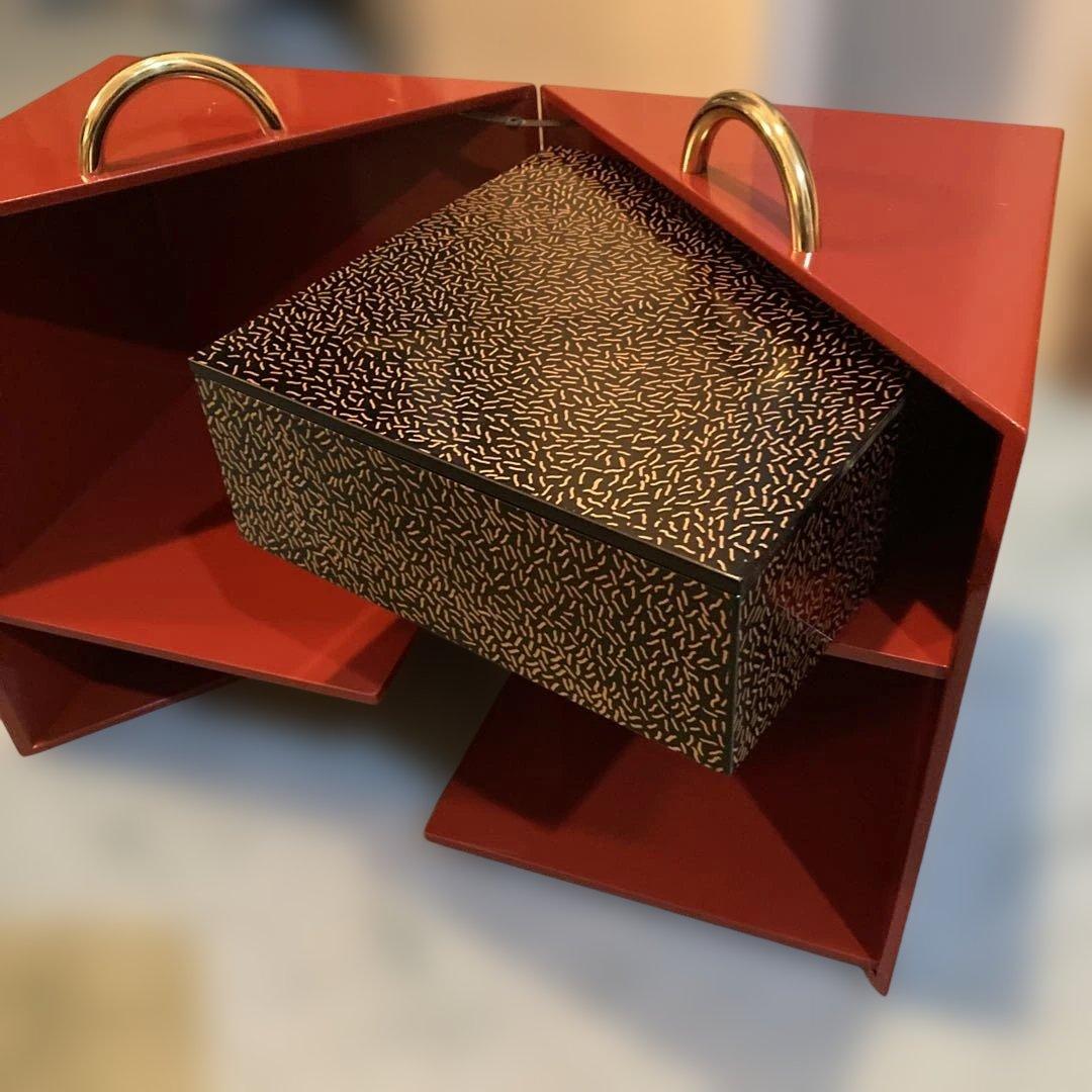 コシノヒロコ 重箱セット　おかもち　3段重　持ち手金　マルチケース　（01）