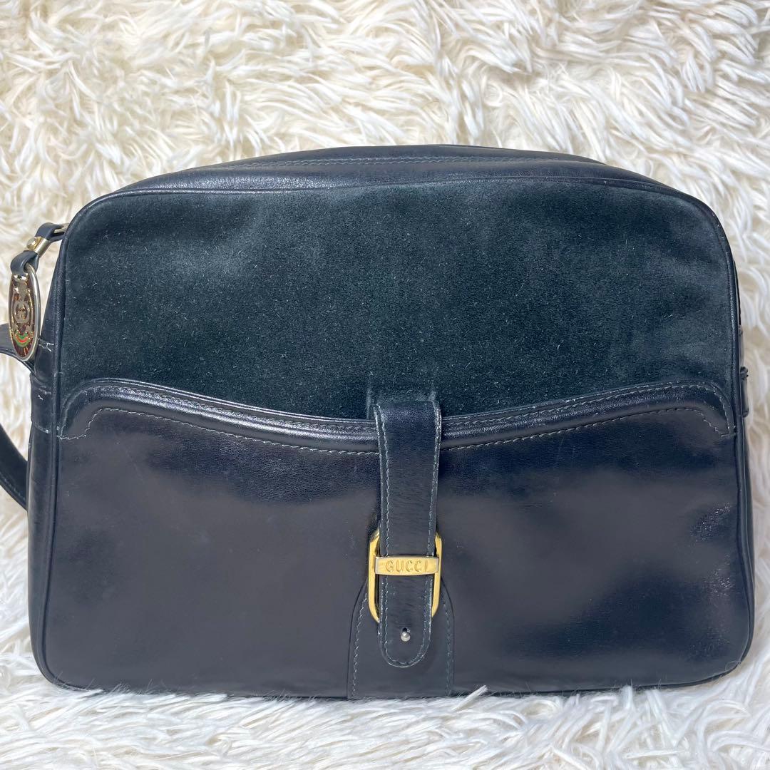 【レア✨】GUCCI ショルダーバッグ　スウェード　レザー シェリーライン