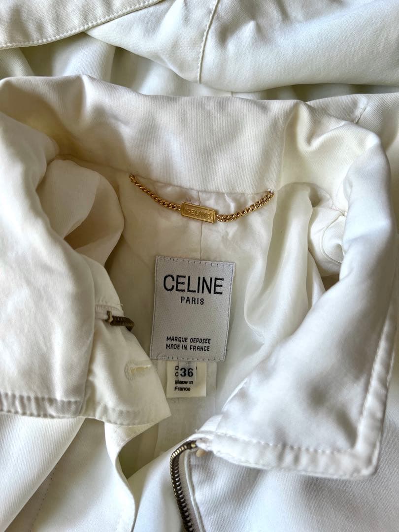 90s CELINE フーデッドコート ホワイト ヴィンテージ