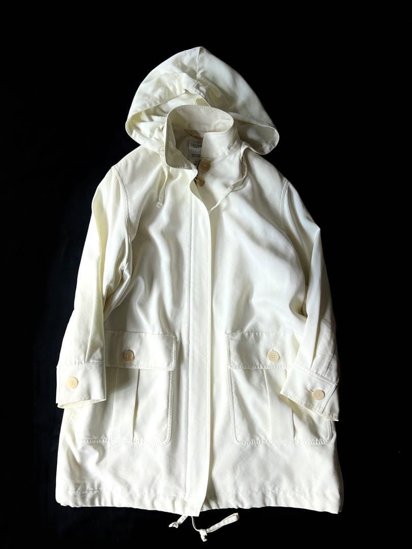 90s CELINE フーデッドコート ホワイト ヴィンテージ