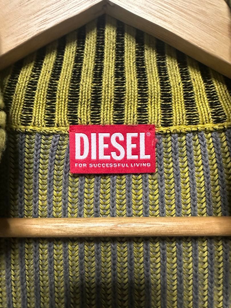 紫*様 DIESEL ストライプ ジップアップニット