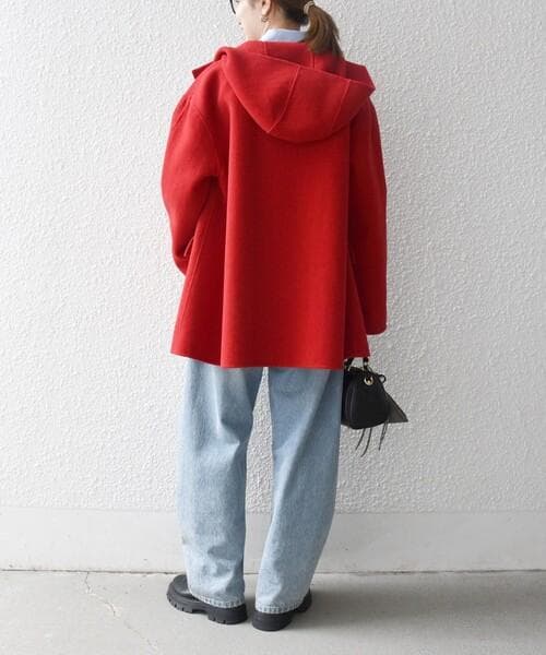 SHIPS any リバー フーデッド Aライン ミドル コート アウター