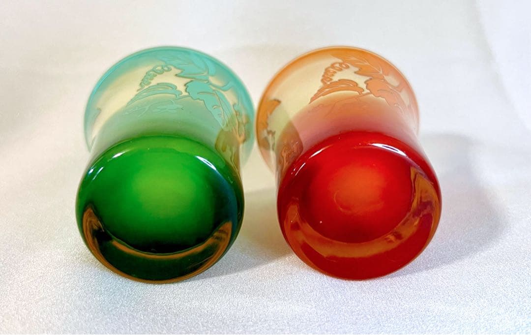 鸛《美品》現代の名工 黒木国昭 綾工房 ワイングラスペア＆ぐい呑みペア切子ガラス