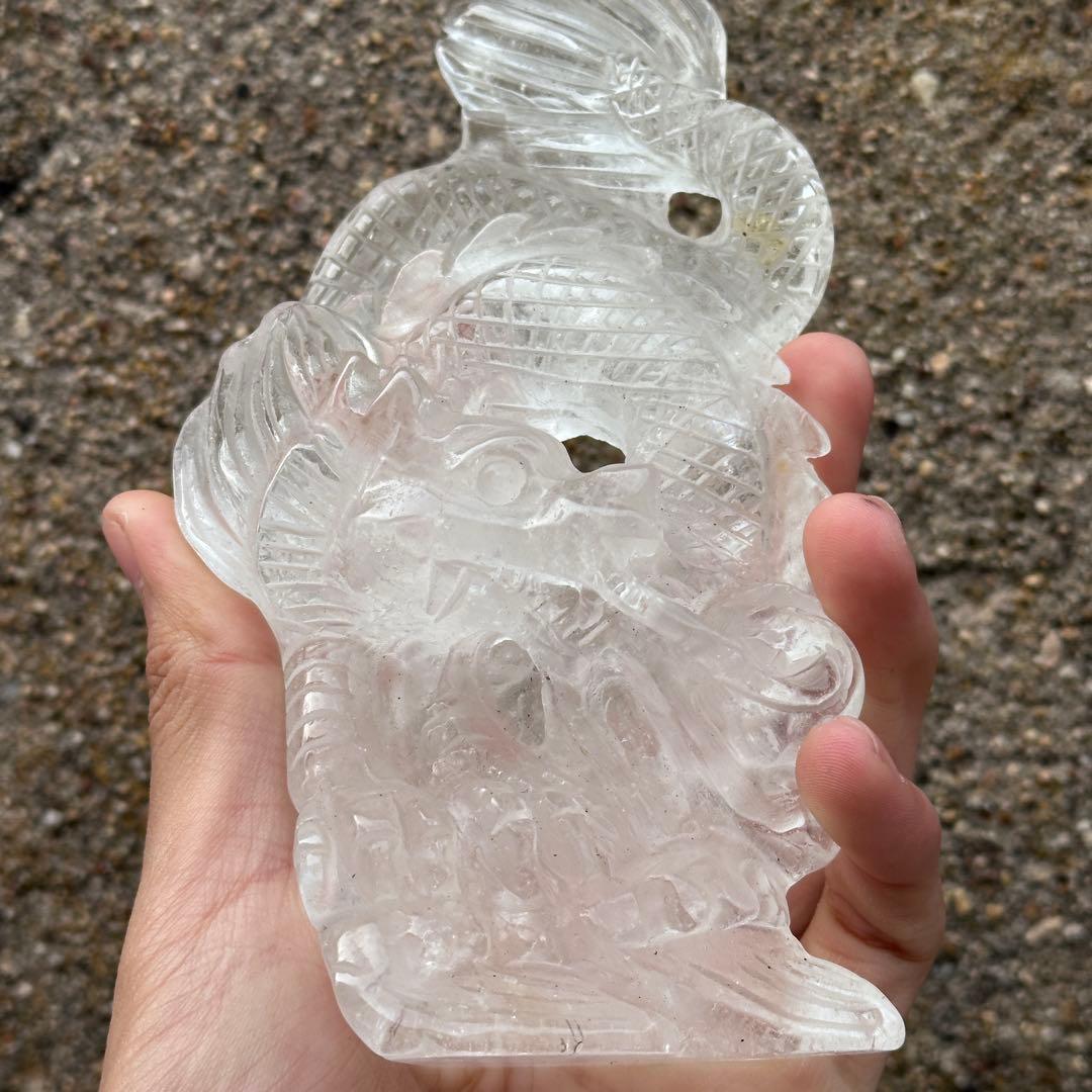 天然石 水晶の龍　置物　ご購入前に在庫確認必要G.182