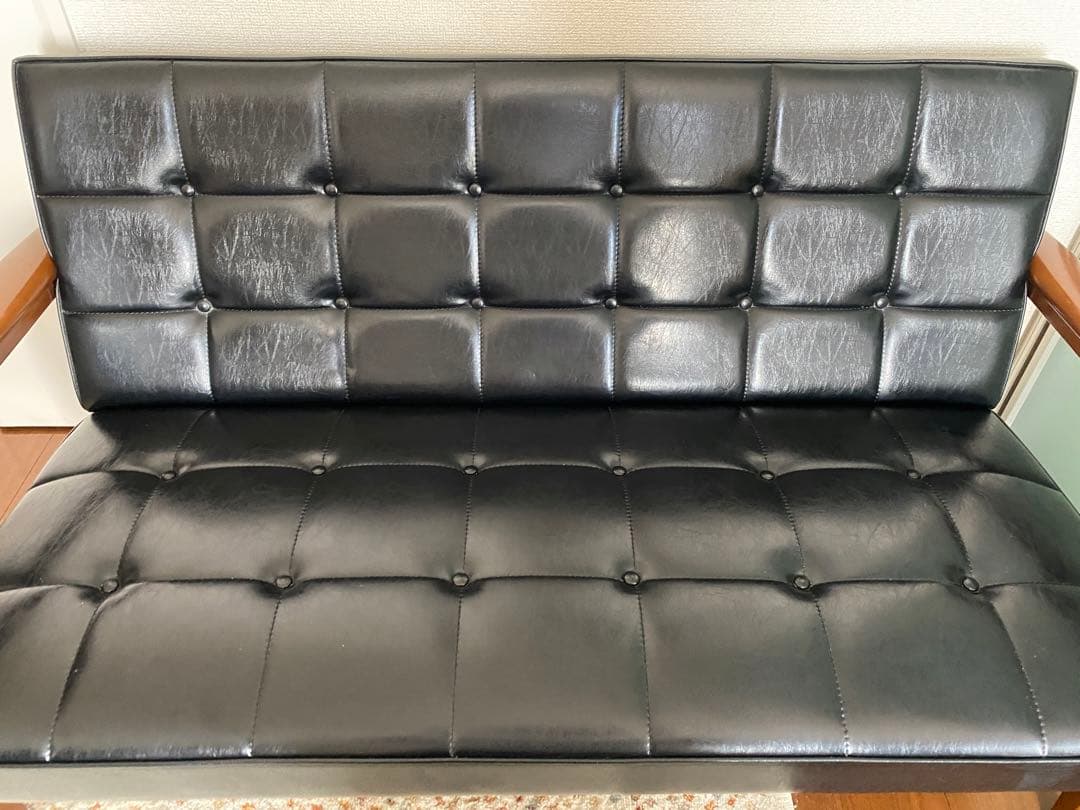 【美品】カリモク60 Kチェア2シーターソファ ブラック　限定50周年復刻ロゴ