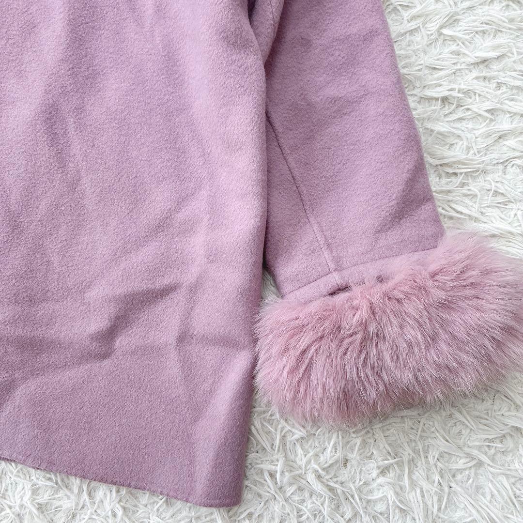 近年モデル✻グレースコンチネンタル フォックスファー取り外しリバーコート ピンク