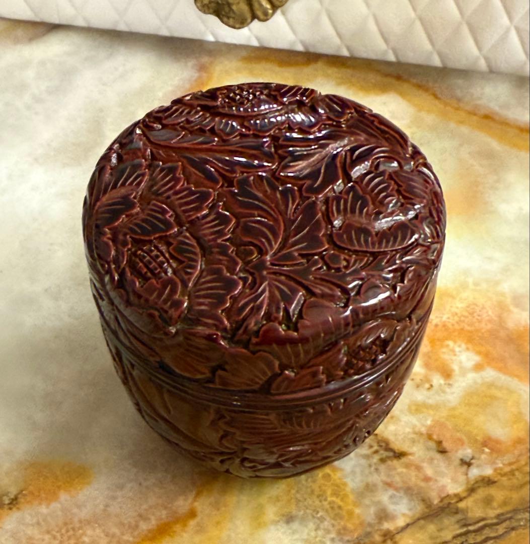 ⭐︎美しい牡丹　村上堆朱　漆器 棗茶道具伝統工芸