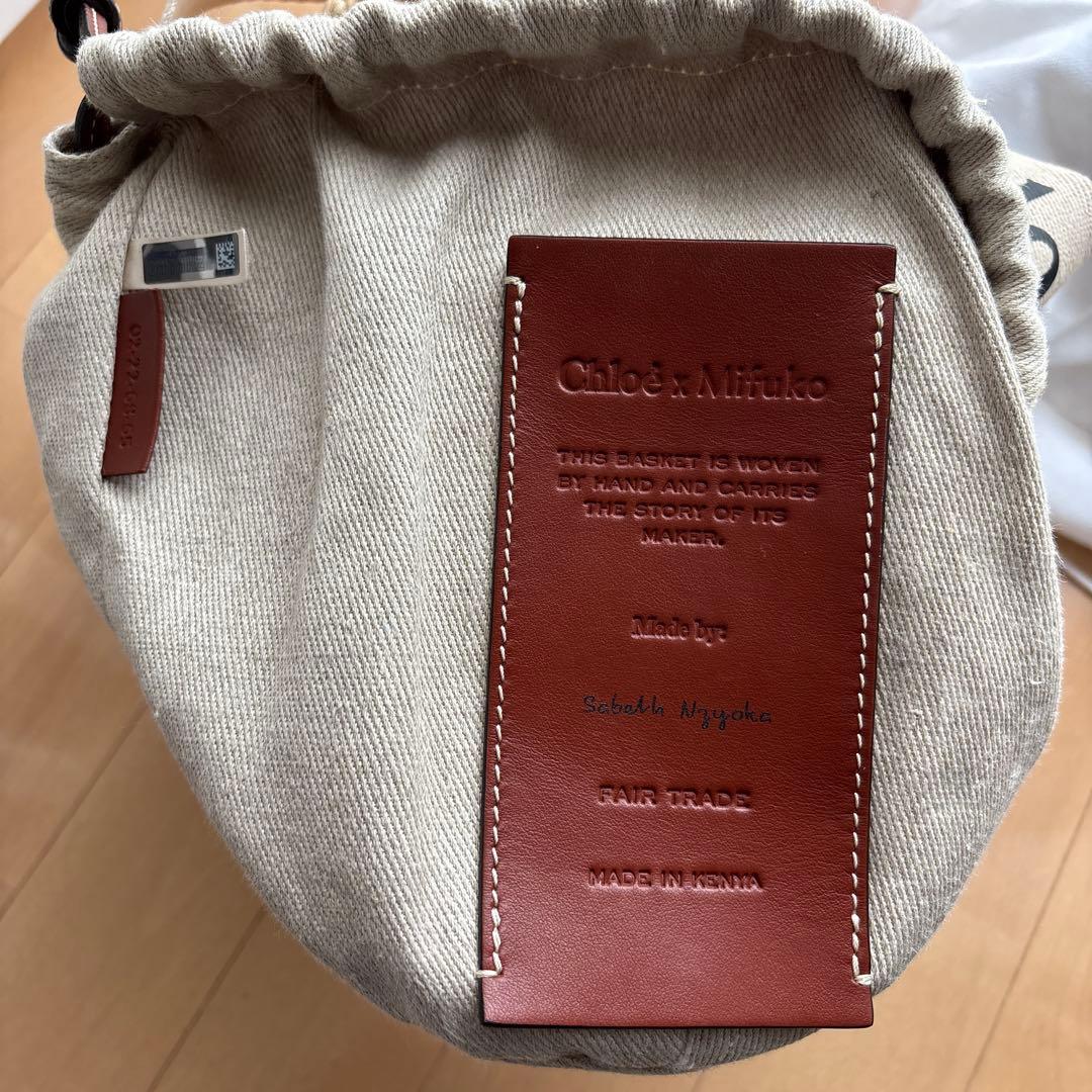 ⭐︎Chloé WOODY 巾着型かごバッグ スモールバスケット