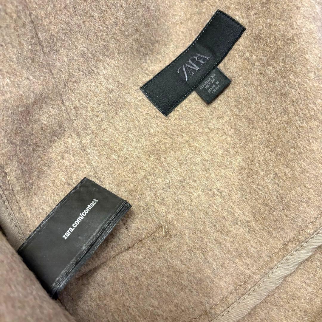 【ZARA】ザラ XS ウールショートスカーフコート ミンク ベージュ