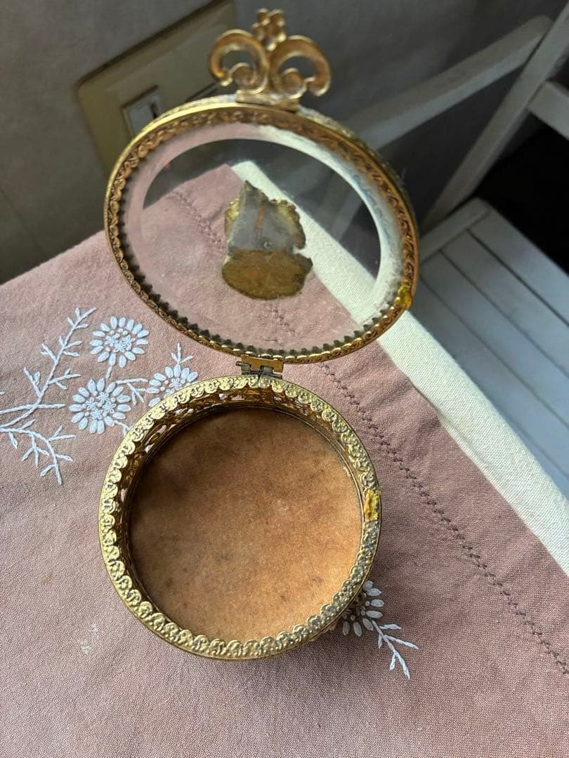 フランス　アンティーク　オルモル　ガラス　ジュエリー　ボックス　真鍮　レア