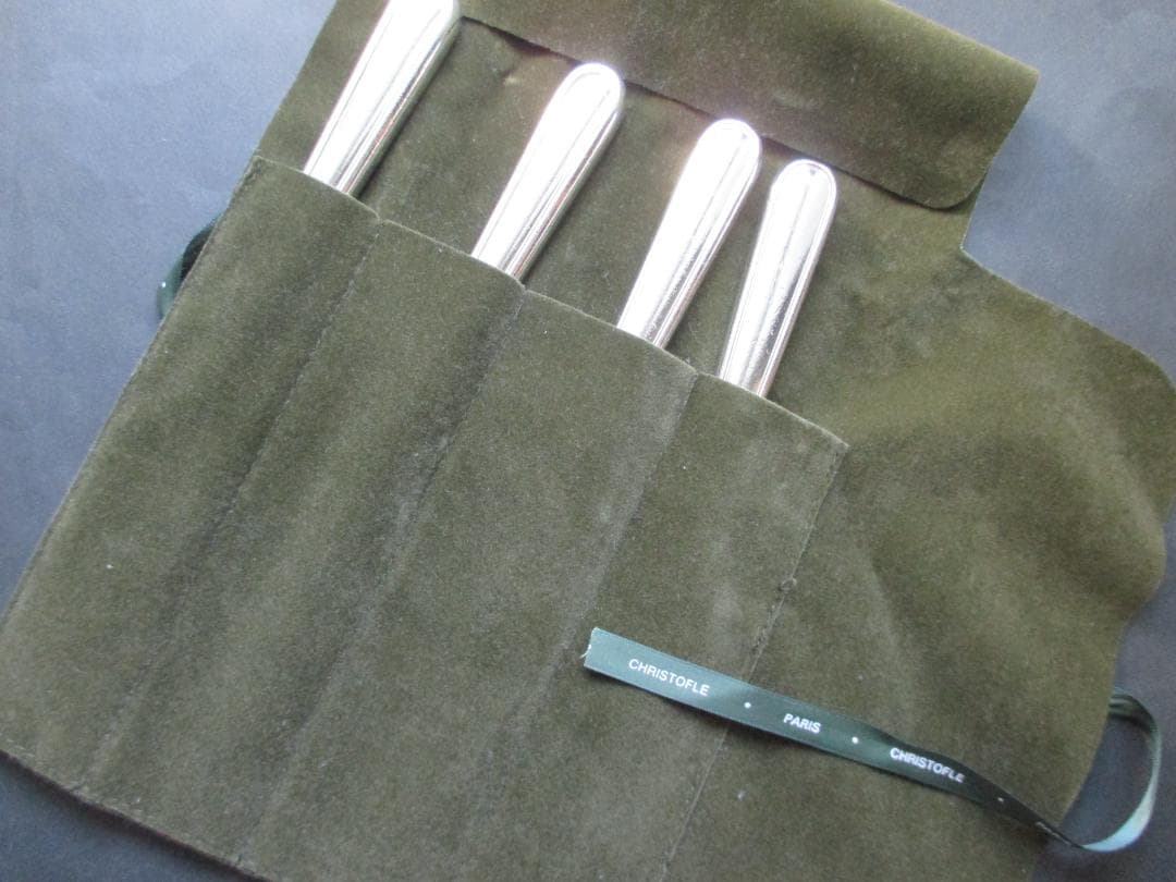 ☆仏蘭西銀器クリストフルシルバー　テーブルナイフ４本セット　アルビ　収納袋入り