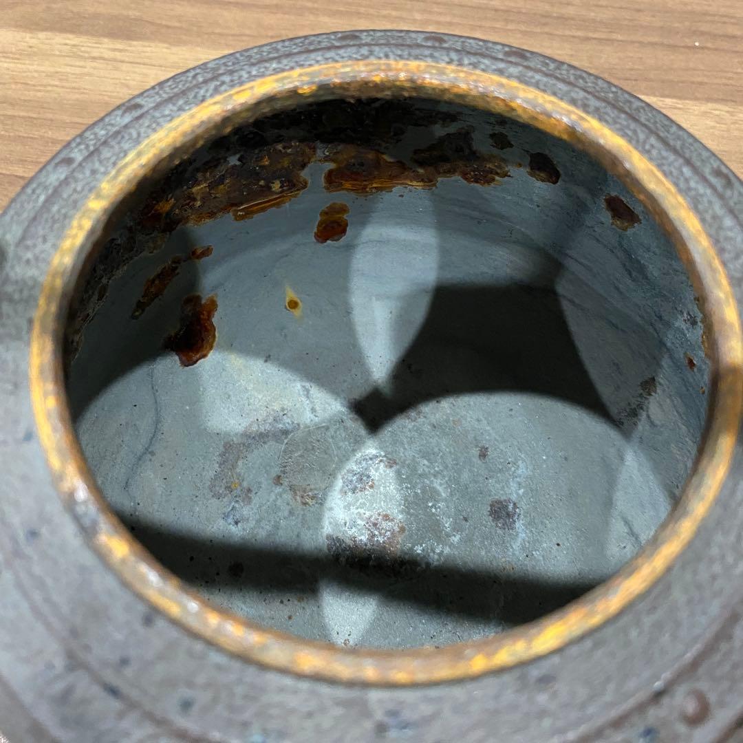 【佐藤清光 】真形 煎茶道具 茶道具 共鉄瓶　茶釜　ダークブラウン