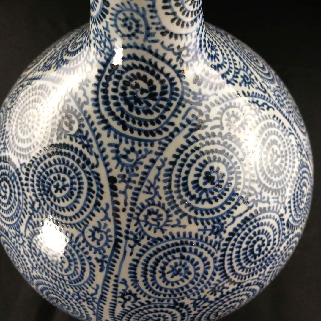 Y2788 古伊万里 染付蛸唐草文瓶 壷 高さ40㎝ 大型