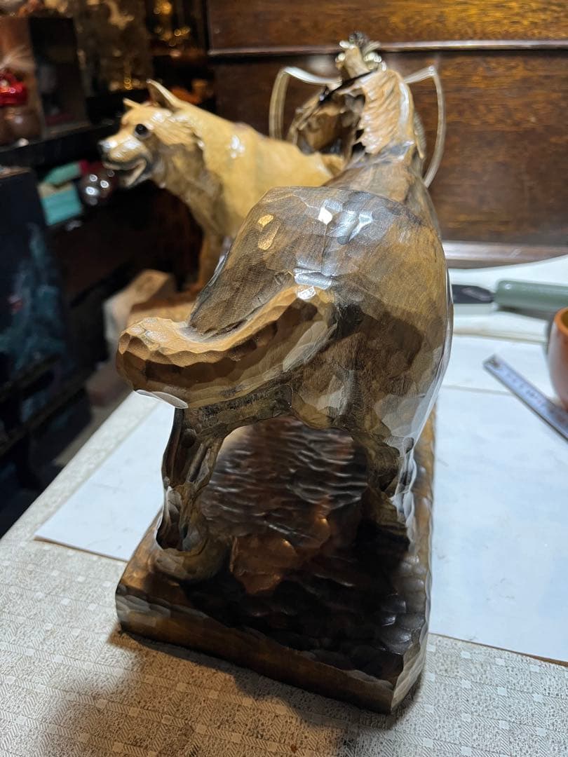 馬の木彫り、木彫りの馬、道産子馬木彫り、道産子馬、北海道の馬、番場馬